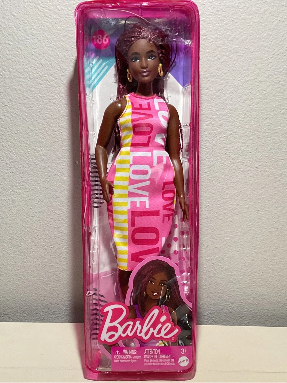 Barbie Fashion Doll Pink 'LOVE' Dress #186